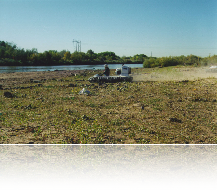 SCAT hovercraft Penguin on a boulder-lined runway off China Beach